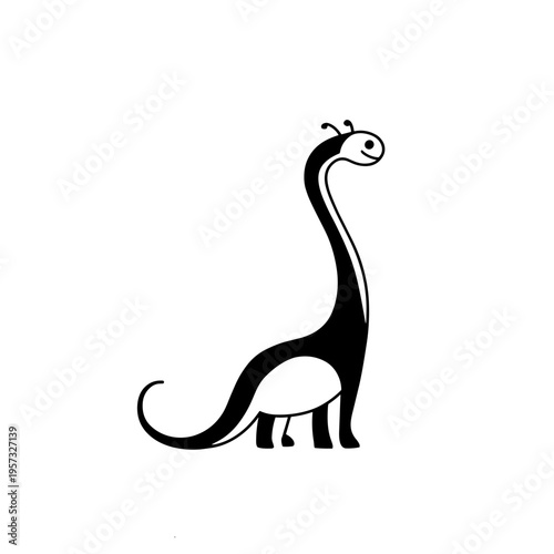 Iguanodon. Iguanodon simple black and white line art vector logo