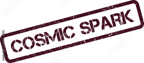 Cosmic Spark grunge stamp conveys universal ignition and celestial energy with a distressed texture