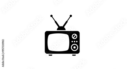Retro Television Icon with Antenna
