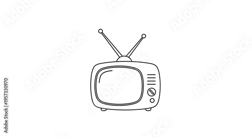 Retro Television Icon with Antennas