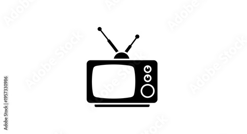 Retro Television Icon with Antenna