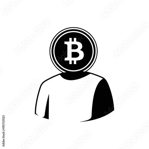 Bitcoin symbol on a person.