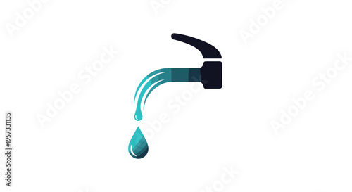 Dripping Water Tap Icon on White Background
