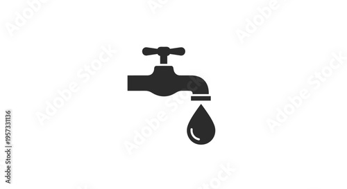 Water Tap with Dripping Drop Icon