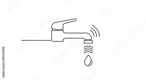 Smart Faucet with Dripping Water Drop Icon - Water Conservation Sensor Tap