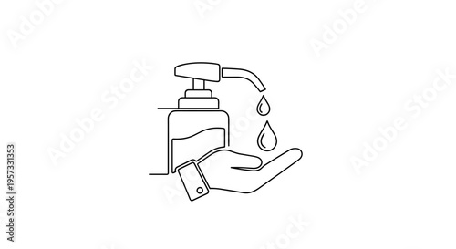 Hand Washing With Soap Dispenser And Water Droplets
