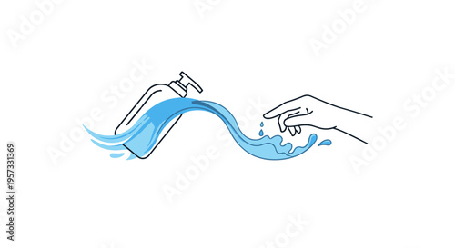 Hand Reaching For Liquid Flowing From Bottle