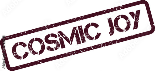 Distressed Cosmic Joy Text Embossed Graphic Illustration Mark for Positive Content Creation