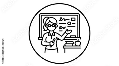 Teacher Presenting Lessons on Blackboard