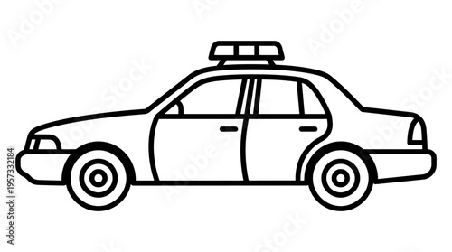 Black and White Police Car Outline