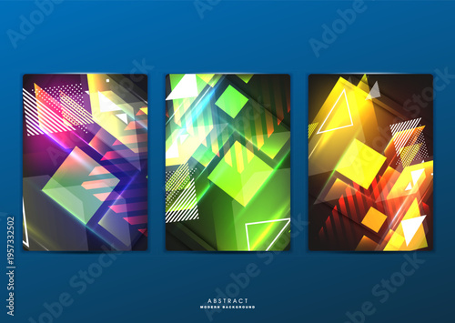 Flat vector. Minimal geometric background set. Dynamic shapes composition. Eps10 vector.