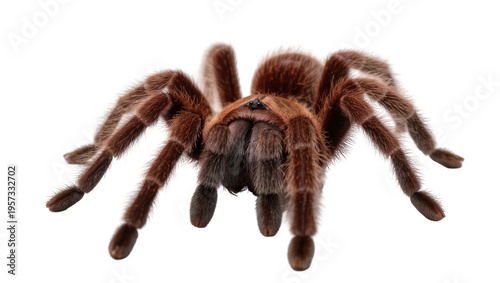 A fuzzy brown tarantula spider, a frightening and exotic hairy arachnid creature