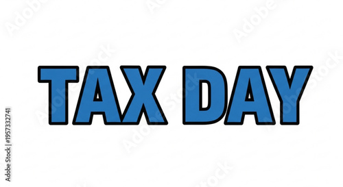 A blue and black vector graphic illustration of the words 'TAX DAY' on a white background