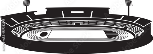 Stadium, sports arena, athletic field, vector illustration