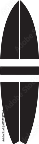 Black surfboard, surf board icon, vector illustration, minimalist design