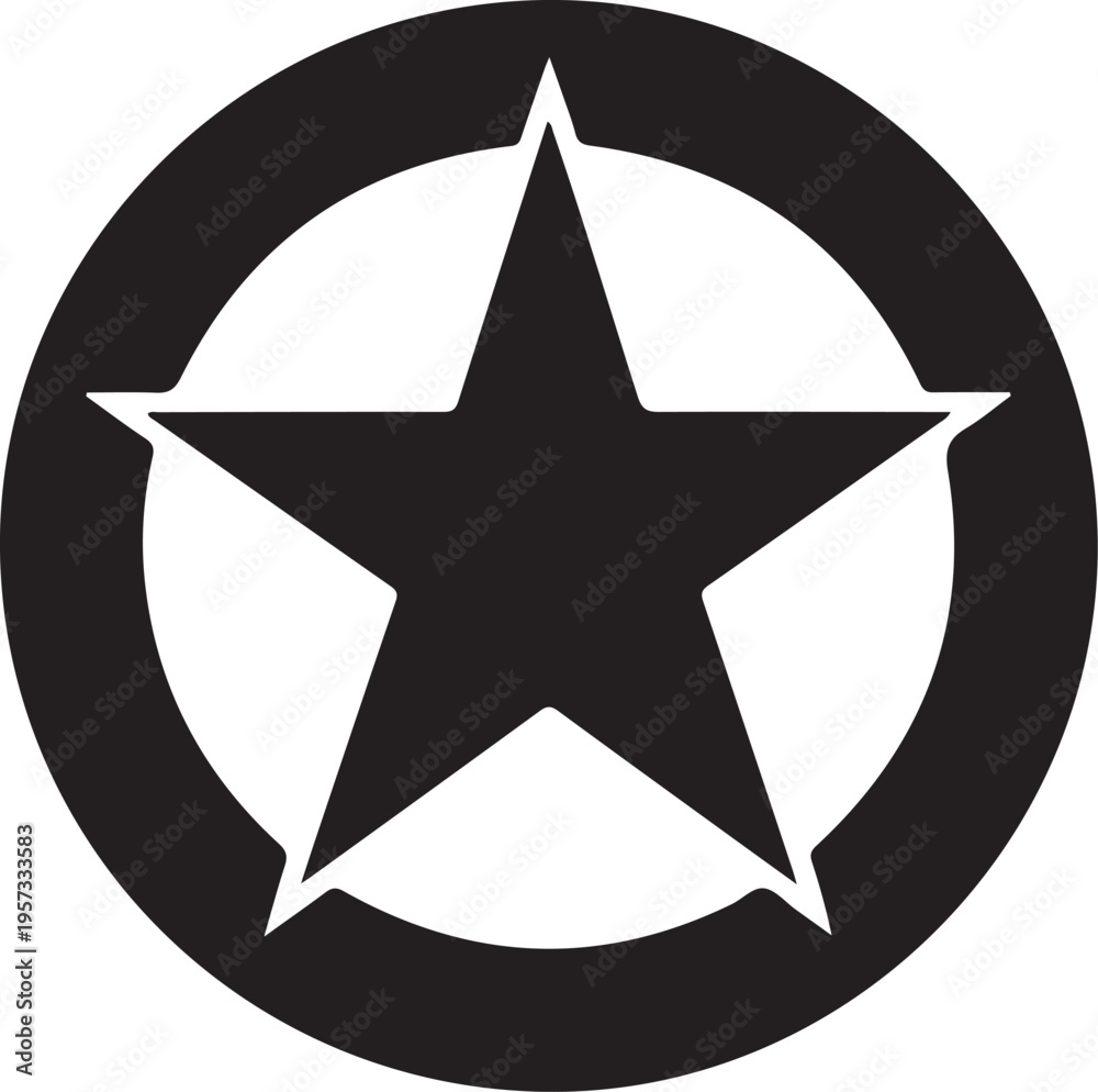 Fototapeta premium Black star icon in circle vector