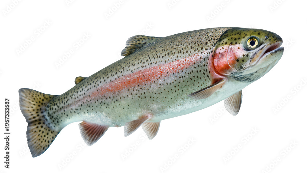 Obraz premium Vividly colored freshwater rainbow trout fish displaying its iconic red stripe