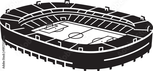 Basketball arena, sports stadium, vector illustration, black and white