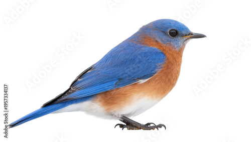 Картината върху платно Vibrant Eastern Bluebird perches gracefully, showcasing its beautiful blue and o
