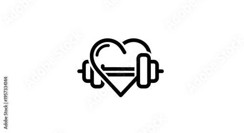 Heart and Dumbbell Icon: Symbolizing Healthy Lifestyle, Fitness, and Well-being