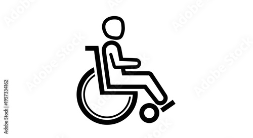 Icon of a person in a wheelchair, symbol of accessibility and disability