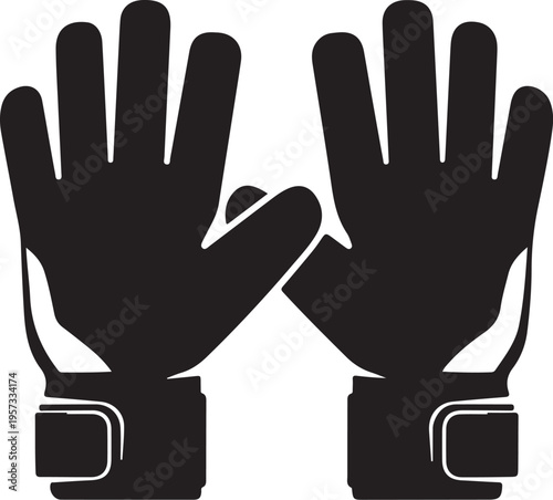 Black gloves, hand protection, work gloves, industrial gloves, vector icons