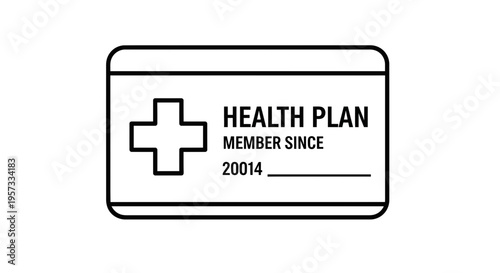 Health Insurance Card Icon with Medical Cross and Member Since Date