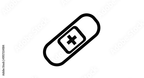 Medical Bandage Icon with Cross Symbol, First Aid, Healthcare, and Emergency Concept
