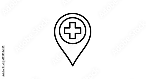 Medical Location Pin Icon: Healthcare Navigation and Hospital Finder