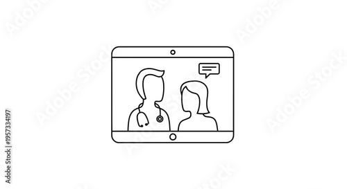 Online Doctor Consultation via Video Call on Tablet Screen, Telemedicine Concept