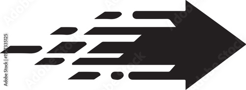 Black arrow, speed arrow, motion icon, directional symbol, vector graphic