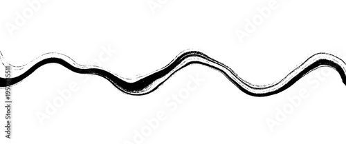 Black and white line of undulating ribbon or wave pattern line ribbon