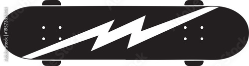 Vector skateboard icon with lightning bolt design
