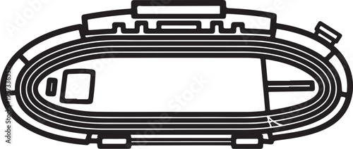 Racing, oval, track, line, illustration, black, white, vector