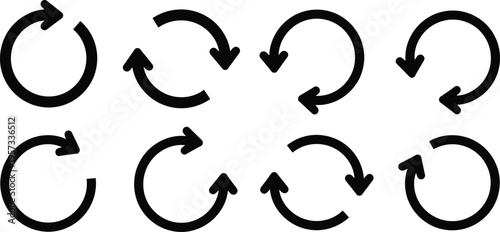 Eight identical circular arrows in two rows