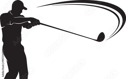 Golf, golfing, silhouette, vector, sports icon, golfer swinging