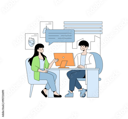 Medical Consultation Vector Illustration with Conversation
