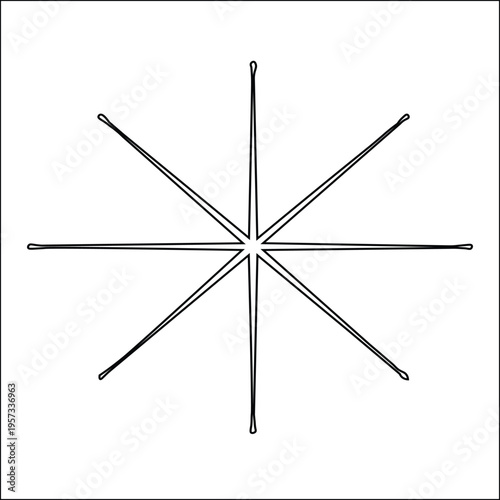 Eight sewing needles arranged in a star shape