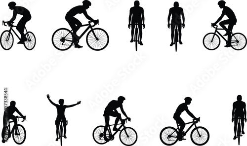 PrintCyclist silhouette pattern design, sports activity illustration, fitness exercise artwork, bicycle rider vector, athletic motion graphic, outdoor cycling symbol background