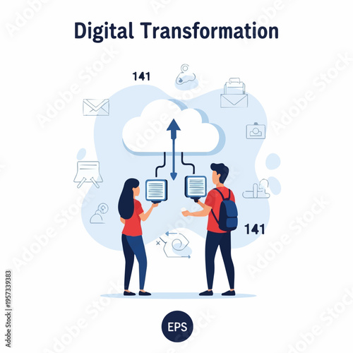 Business people discussing digital transformation.