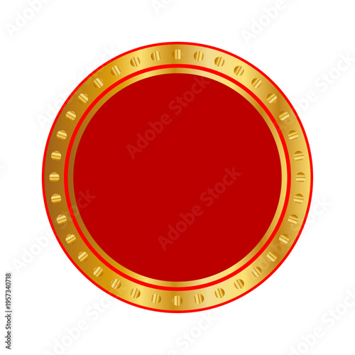 red gold Circle frame border golden
