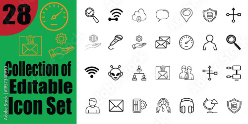 Collection of editable icons for business and technology use online  modern designs