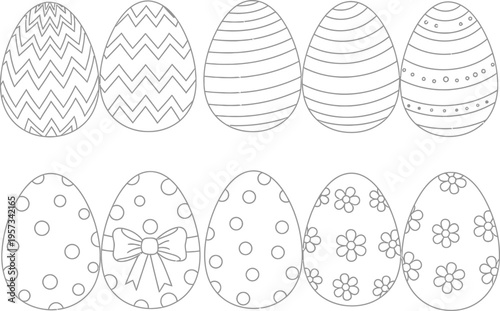 Easter sunday decorative eggs coloring page for kids