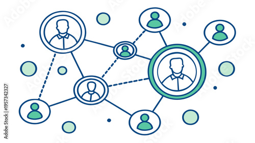 Network of connected people icons representing social connections and communication.