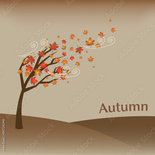 Creative maple and oak tree set for seasonal greeting cards vector