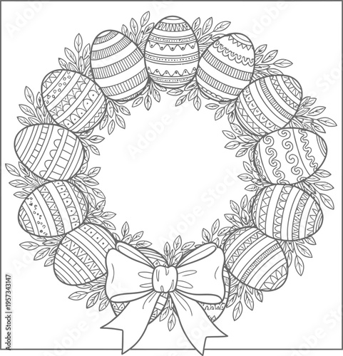 Easter sunday decorative easter egg wreath with bow