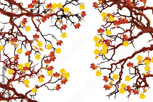 High quality deciduous tree pack for autumn festival poster design vector