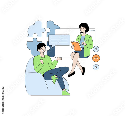 Virtual Meeting Collaboration Vector Illustration