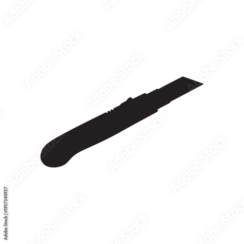 Black Cutter knife silhouette vector illustration on white background