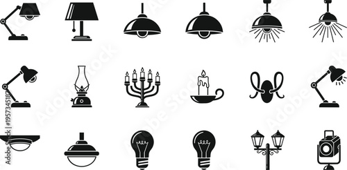 Isometric vector set of modern office and home furniture including desks chairs computer monitors cabinets and indoor plants for interior workspace design